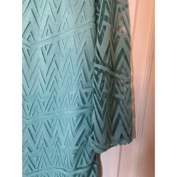 Tribal Sheer Sleeves Seafoam Green Overlay 3/4 Sleeve Top Blouse Large - Picture 4 of 4